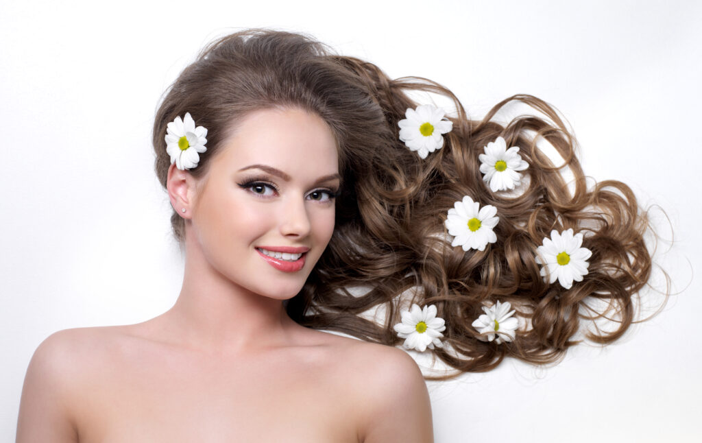 flowers on women hair